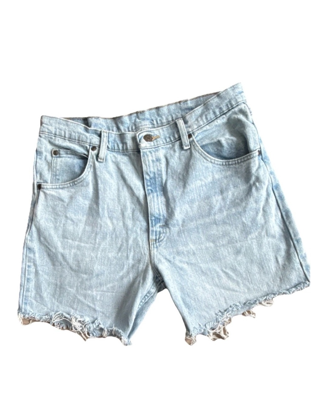 Vintage Wrangler Cut Off Shorts High Rise Light Wash Raw Hem Denim 12 Y2K womens